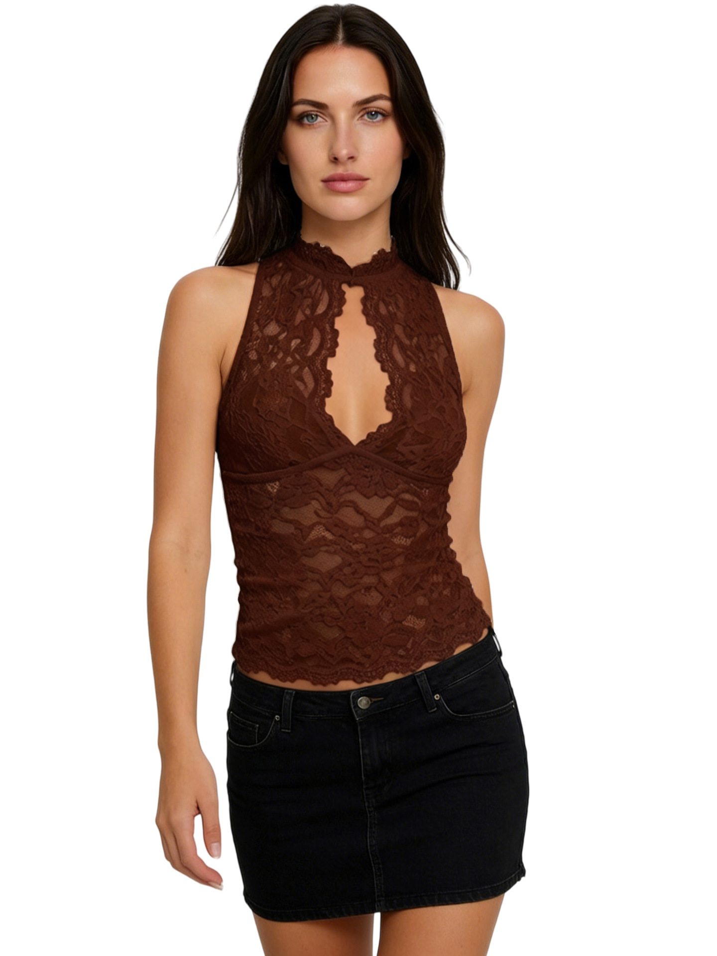 Sexy Fashion Lace Hollowed out Vest Slim Fit Pure European And American Style Women's Top 2026 Ins Trend Cross Border Hot Selling_ecoleips.com