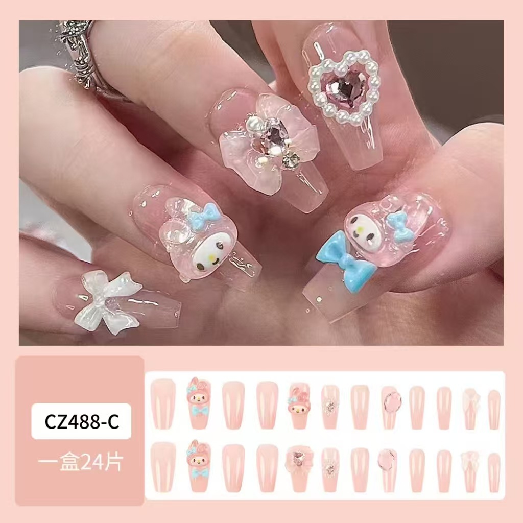 Tiktok mejor vendido diamante pieza de uñas arte de uñas parche de uñas falso avanzado desgaste hecho a mano de uñas producto terminado largo al por mayor