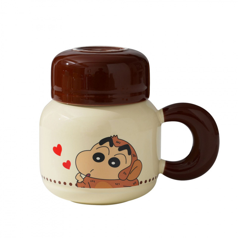 Crayón pequeño nuevo tarjeta de cerámica dormitorio hogar de alto valor con tapa pareja regalo de cumpleaños taza de agua de gran capacidad taza