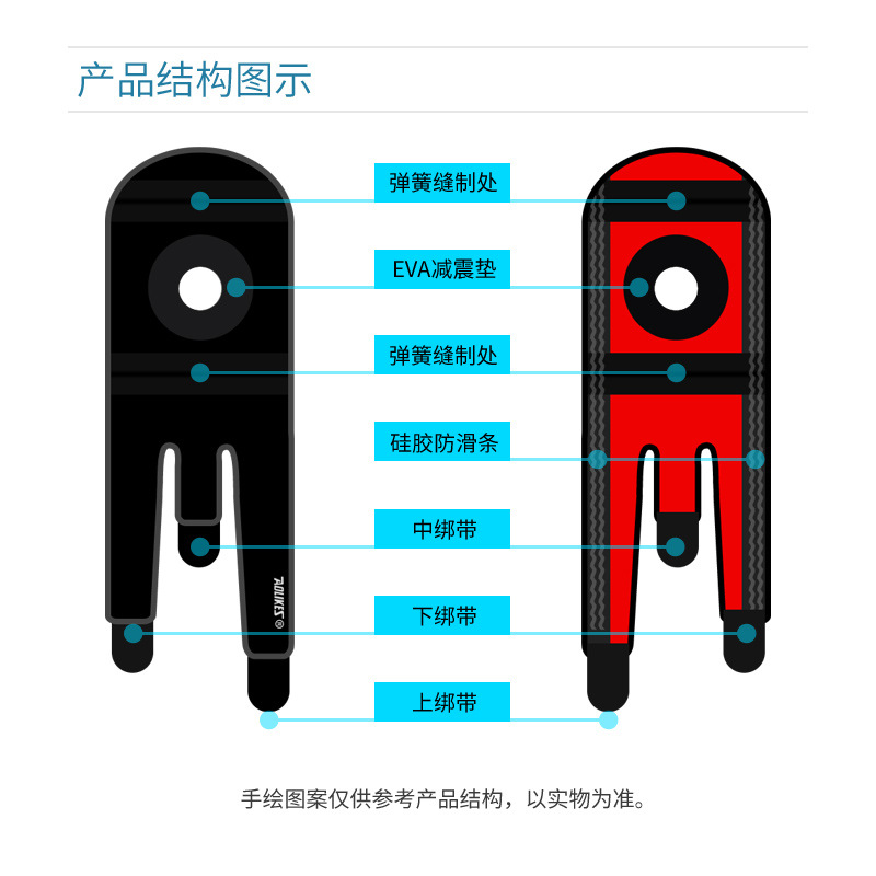 戸外騎行登山膝保護運動通気滑り止め四バネ耐摩耗運動膝保護具直販メーカー