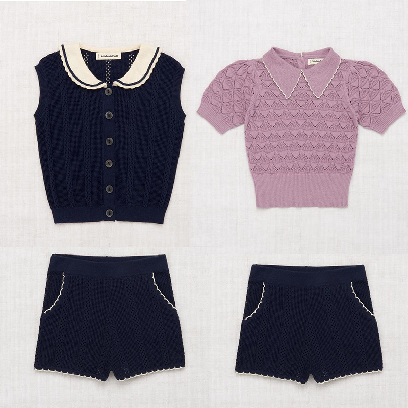 Mp Navy Style Set Spring/Summer Series Unisex Design Hollow-Out Sleeveless Top and Shorts Retro Short-Sleeve Mp Navy Style Set Spring/Summer Series Unisex Design Hollow-Out Sleeveless Top and Shorts Retro Short-Sleeve