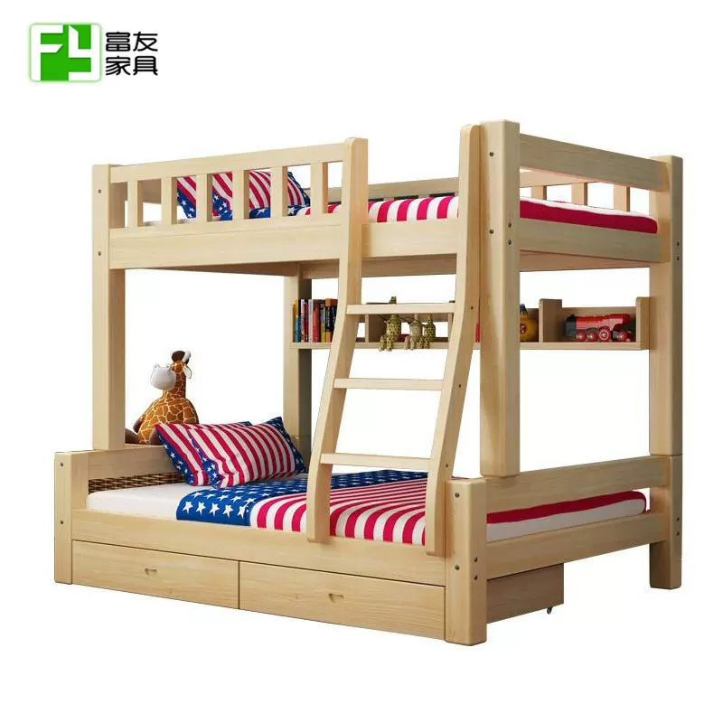全实木上下床铺 带抽屉高低床双层儿童双人床子母床两层上下铺