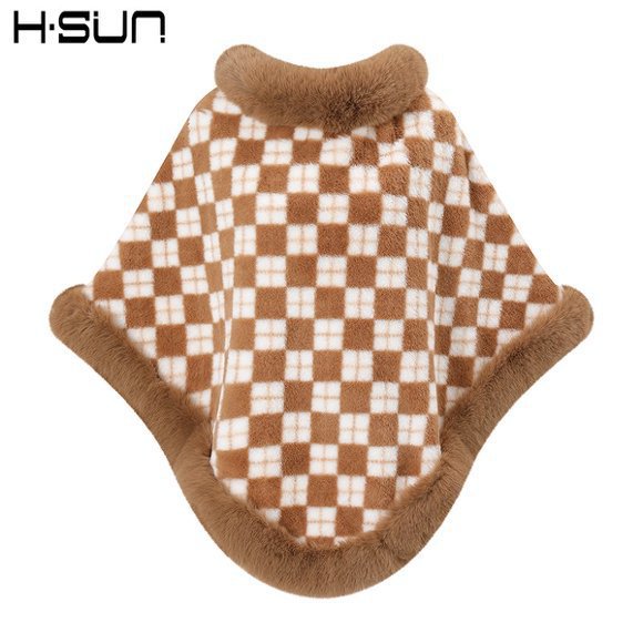 Capa tipo chal de otoño e invierno 2026, nueva bufanda de piel sintética de conejo, abrigo de punto para mujer, prenda exterior holgada y versátil. image 35