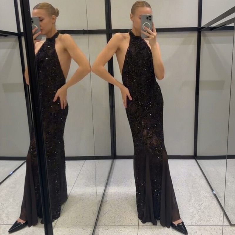 Women Off The Shoulder Spaghetti Strap Sequin Dress Elegant Fashion Evening Party Prom Gown For Formal Cocktail Events_ecoleips.com