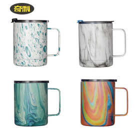 工厂户外手柄商务杯创意水披覆茶水杯便携式办公不锈钢保温杯批发