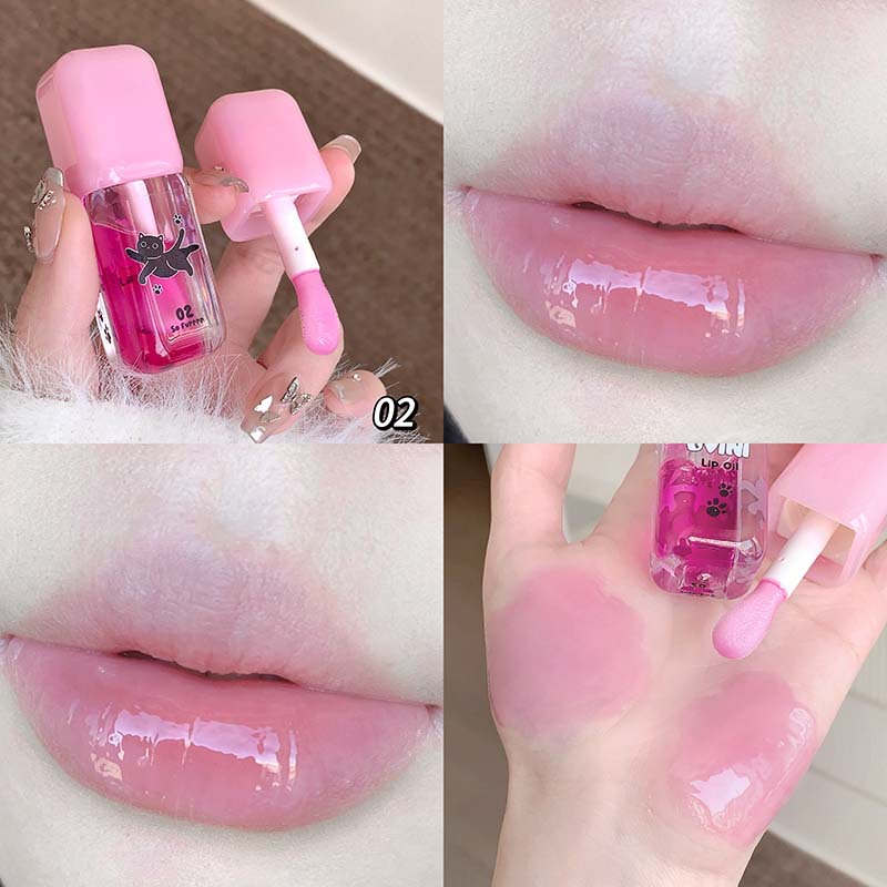 Cappuvini Smart Kitty Temperature Change Lip Oil Desvanecer Marcas Labiales Claras Lip Twinkle Maquillaje de la fiesta estudiantil