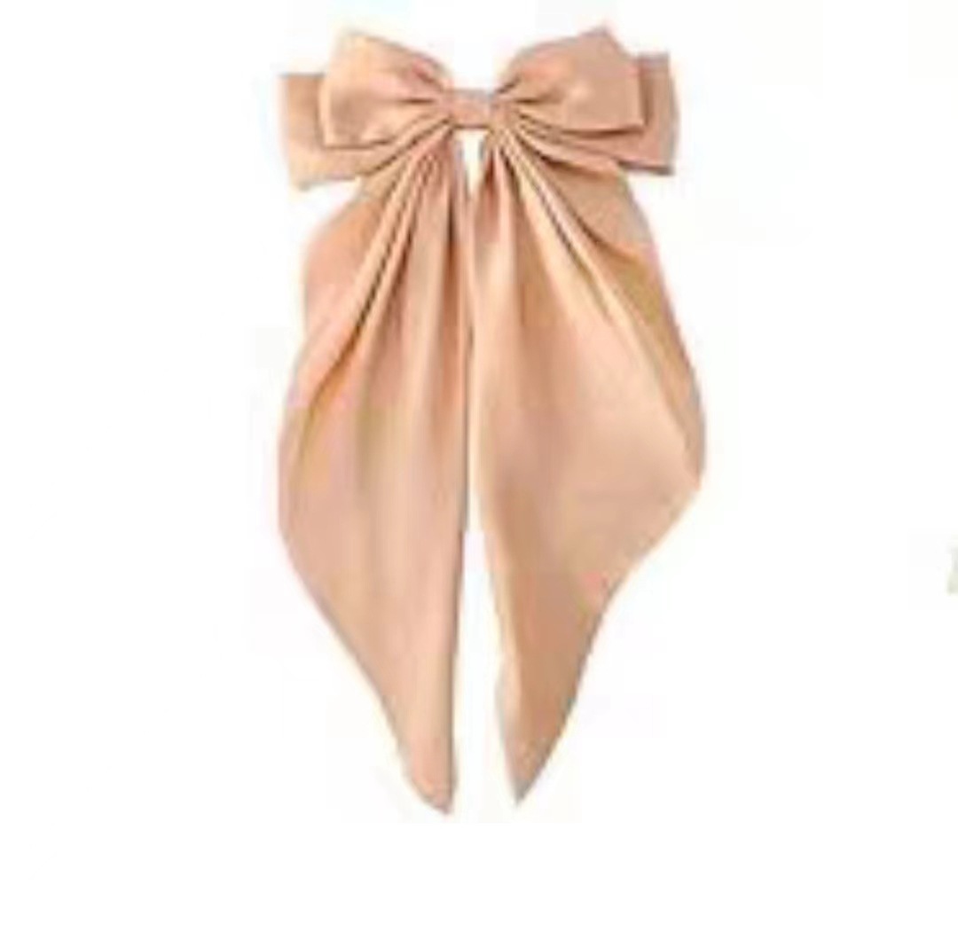 【香槟色】长飘蝴蝶结弹簧夹