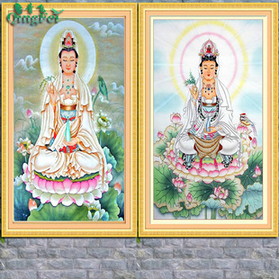 Qingfei Precision New Edition Sitting Lotus Guanyin Cross-stitch Guanyin Bodhisattva Lotus Sitting Lotus Guanyin Dharma Living Room Diamond Painting