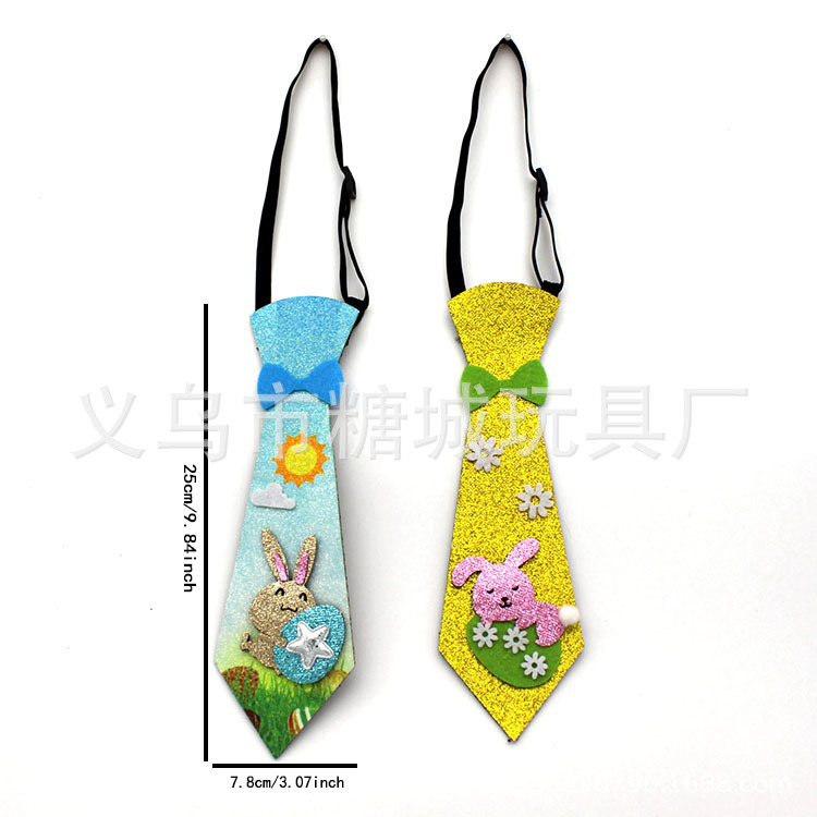 Pascua transfronteriza corbata de tela de cebolla dorada de dibujos animados conejo huevo de pollo corbata ajustable vestido de fiesta