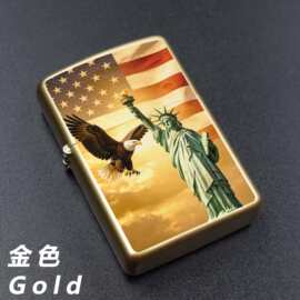 美国250周年庆火机 USA金色煤油打火机 可定图案图片一件代发