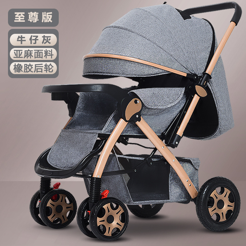 Coche de bebé ligero, se puede sentar y acostar, multifuncional, bebé bidireccional, un botón plegable, paseo de bebé, mano de bebé
