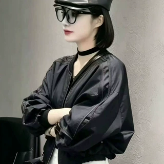 欧货炸街设计感拉链机车棒球服短外套女秋季宽松休闲百搭减龄夹克