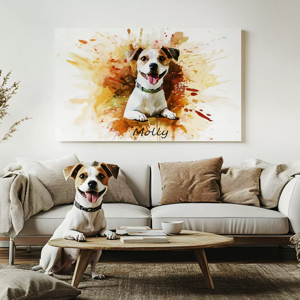 宠物装饰画水彩定制猫狗画像卡通写实风格可选工厂批发 一件代发