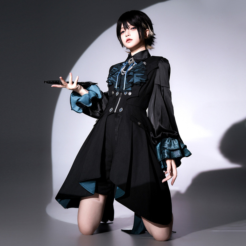 熊逗醤オリジナル深楽暗曲ロリータ女Lolita襟花上着ワンピースパンツセット7212|undefined