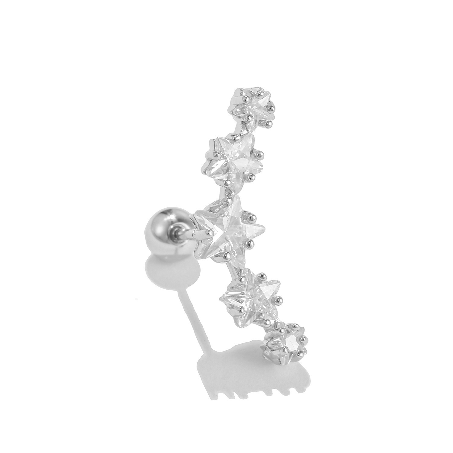 Star Love Ear Bone Stud Micro Inlaid Zircon Stainless Steel Puncture Twist Ball Ear Stud