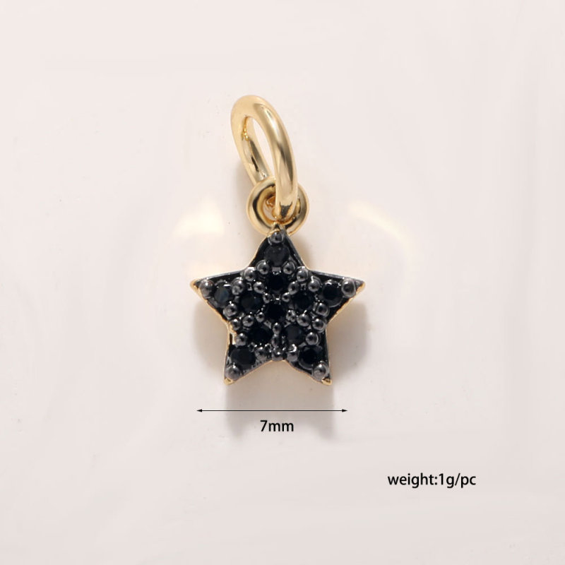 DIY 銅メッキ 18 k ゴールドムーンスターネックレスペンダントオイルドリップジルコン五芒星ブレスレットイヤリングキーホルダーペンダント|undefined