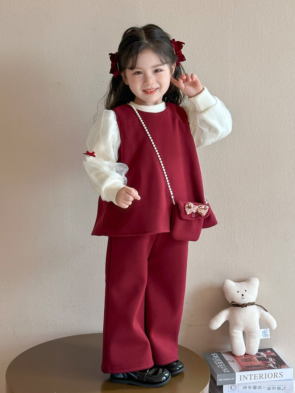 女童加绒套装秋冬季2025新款拜年服女孩宝宝过年衣服喜庆儿童冬装|undefined