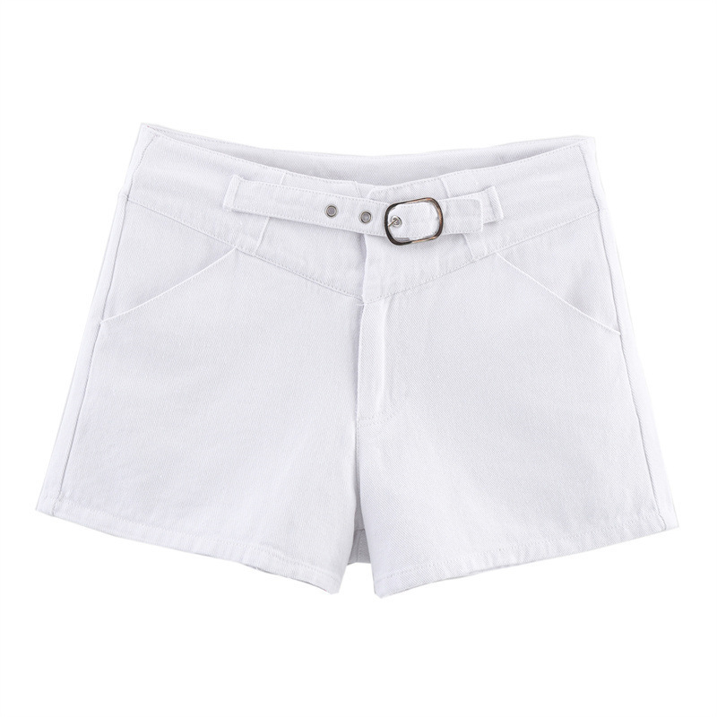 2025 Summer European and American Style Fashionable Versatile Front Strap Mid-Waist Shorts Sexy Denim Hot Pants 6147103