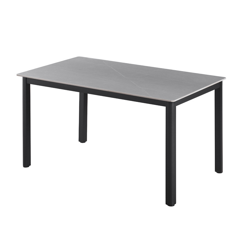 Mesa de comedor moderna minimalista de pizarra, mesa de comedor rectangular para uso doméstico, mesa pequeña con patas en forma de abanico para apartamento minimalista