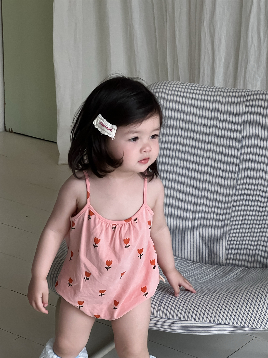Mono de tirantes finos para niñas, estilo coreano, ropa infantil, novedad 2026, pelele triangular para bebé, mono para recién nacido image 4