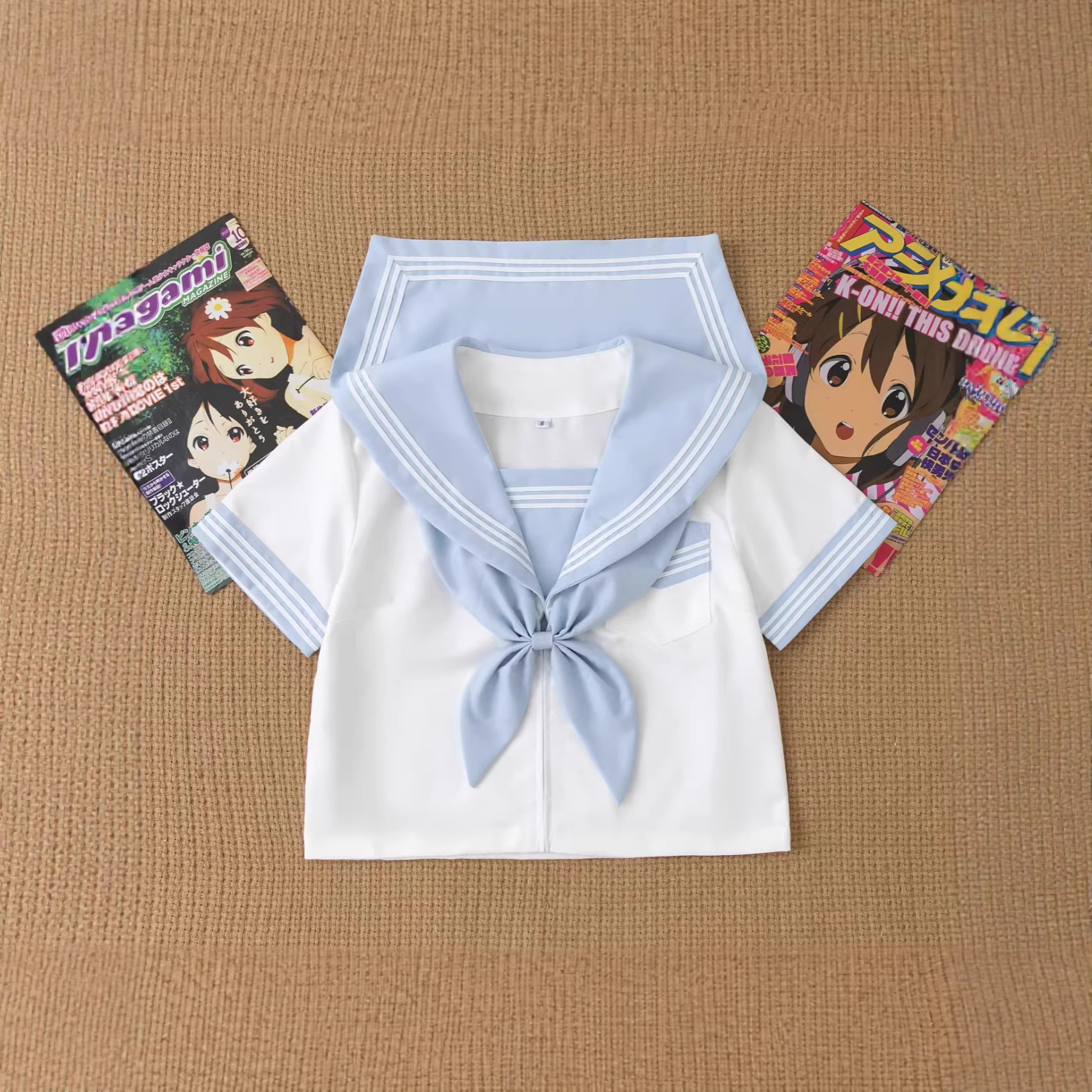 Spring and Summer Female Student Class Uniforms, Traditional Jk Uniforms, Blue Three-Striped Sailor Uniforms, Japanese-Style Soft Girl Pleated Skirts, Academy Style