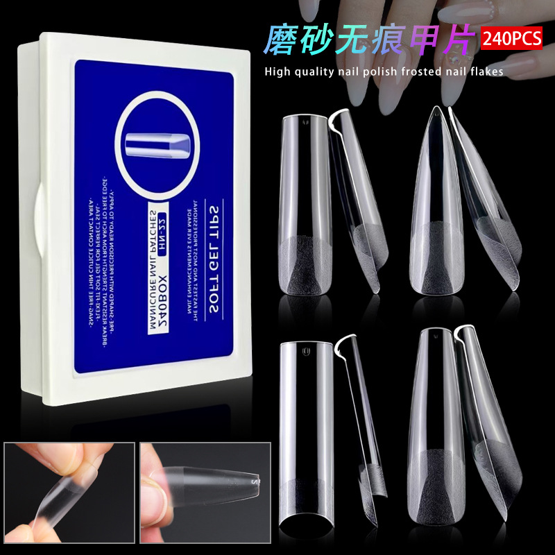 Explosiones transfronterizas de porcelana blanca caja de manicuras esmaltado ultrafino sin marcas sin molienda de grabado desgaste manual manicuras falsas al por mayor