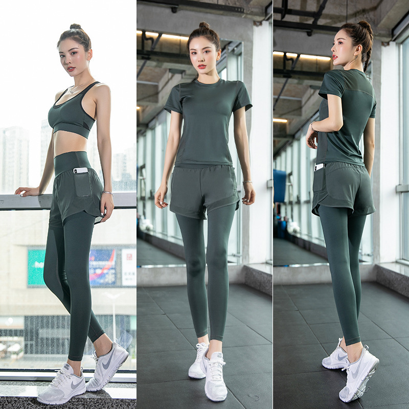 Yoga Suit Women's Summer Thin Mesh Quick-drying Breathable Fitness Beginner Running Sports T-shirt Short Sleeve Suit