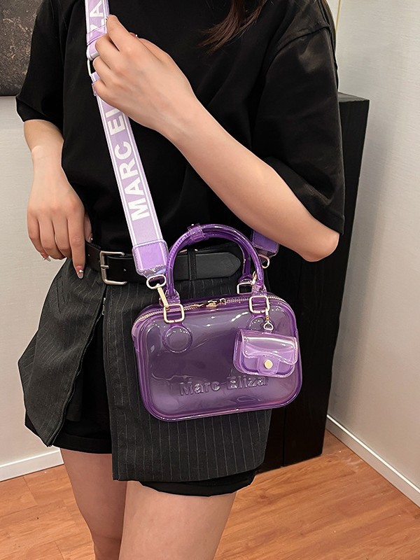 Estilo occidental transparente casual moda gelatina portátil pequeño bolso cuadrado femenino 2025 nuevo bolso bandolera de alta gama de todo fósforo