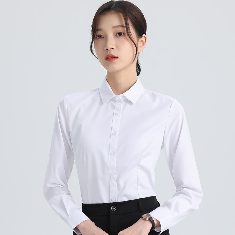 White Shirt Women's Long Sleeve Spring and Autumn New Professional Dress Shirt Elegant Korean Style Work Clothes Slim Fit Inner Top