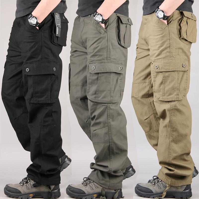 Cross-border foreign trade cotton wear-resistant multi-pocket overalls straight trousers work pants labor protection pants loose fat pants