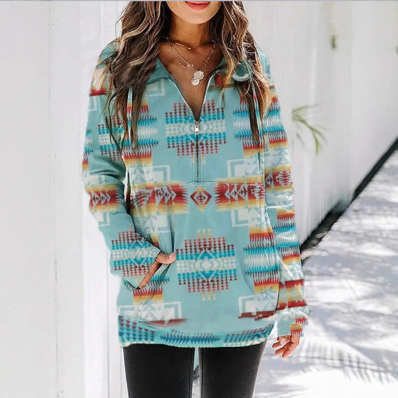 In-Stock Source Bohemian Aztec Western Ethnic Style Women's Hoodie Sweatshirt