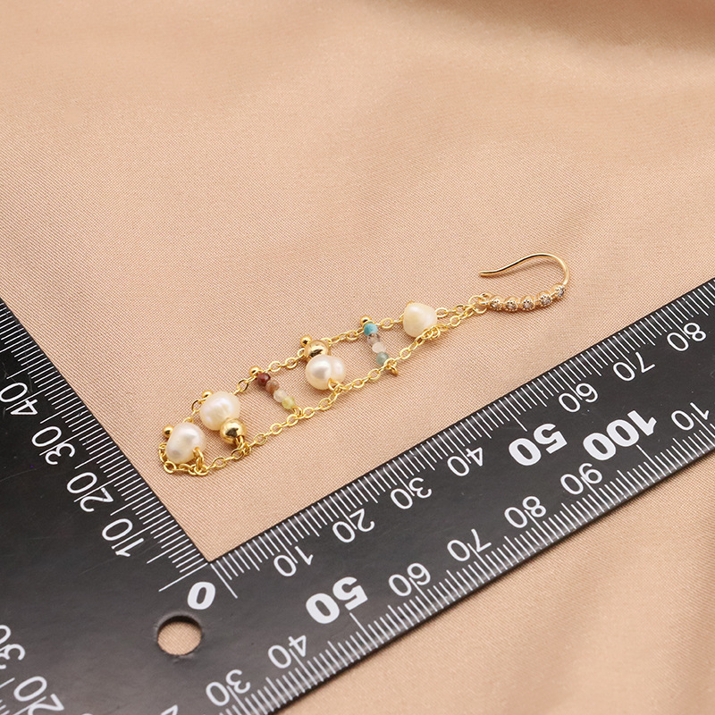 Aretes de perlas de agua dulce naturales aretes de perlas de agujas de plata s925 aretes de agujas de plata 18k joyas retro de oro real para mujeres