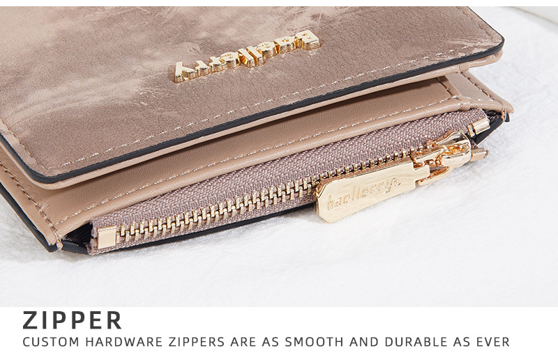 Geldbörse: Neue, kurze Geldbörse für Damen im Tintenmalerei-Stil, Münzfach für mehrere Karten, durchgehendes Geldscheinfach und Seitentaschen mit Reißverschluss für Münzen und Ringe._voghion.com