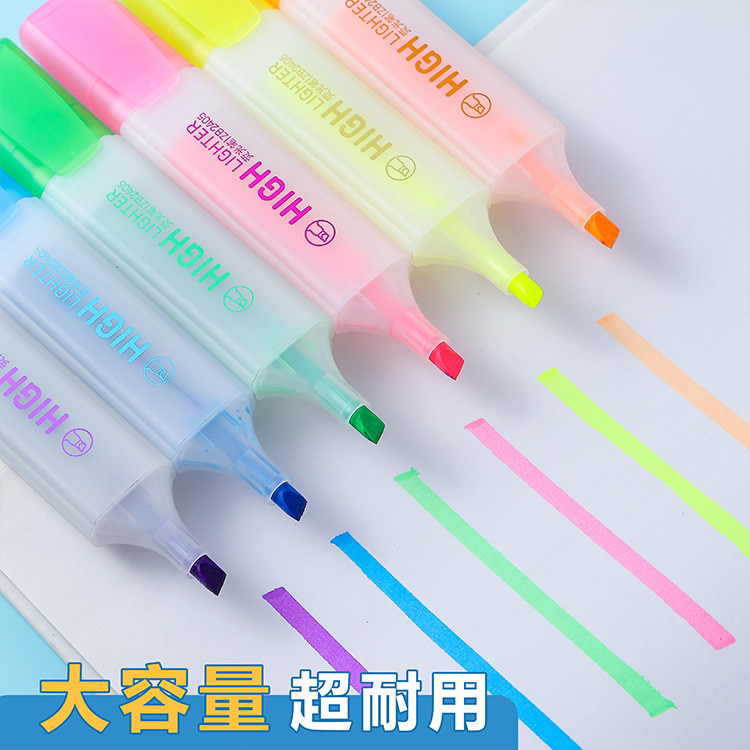 6 paquetes de resaltadores, marcadores de estudiantes, marcadores de color clave, bolígrafos de cuenta manual de gran capacidad, pinceles de pintura de graffiti