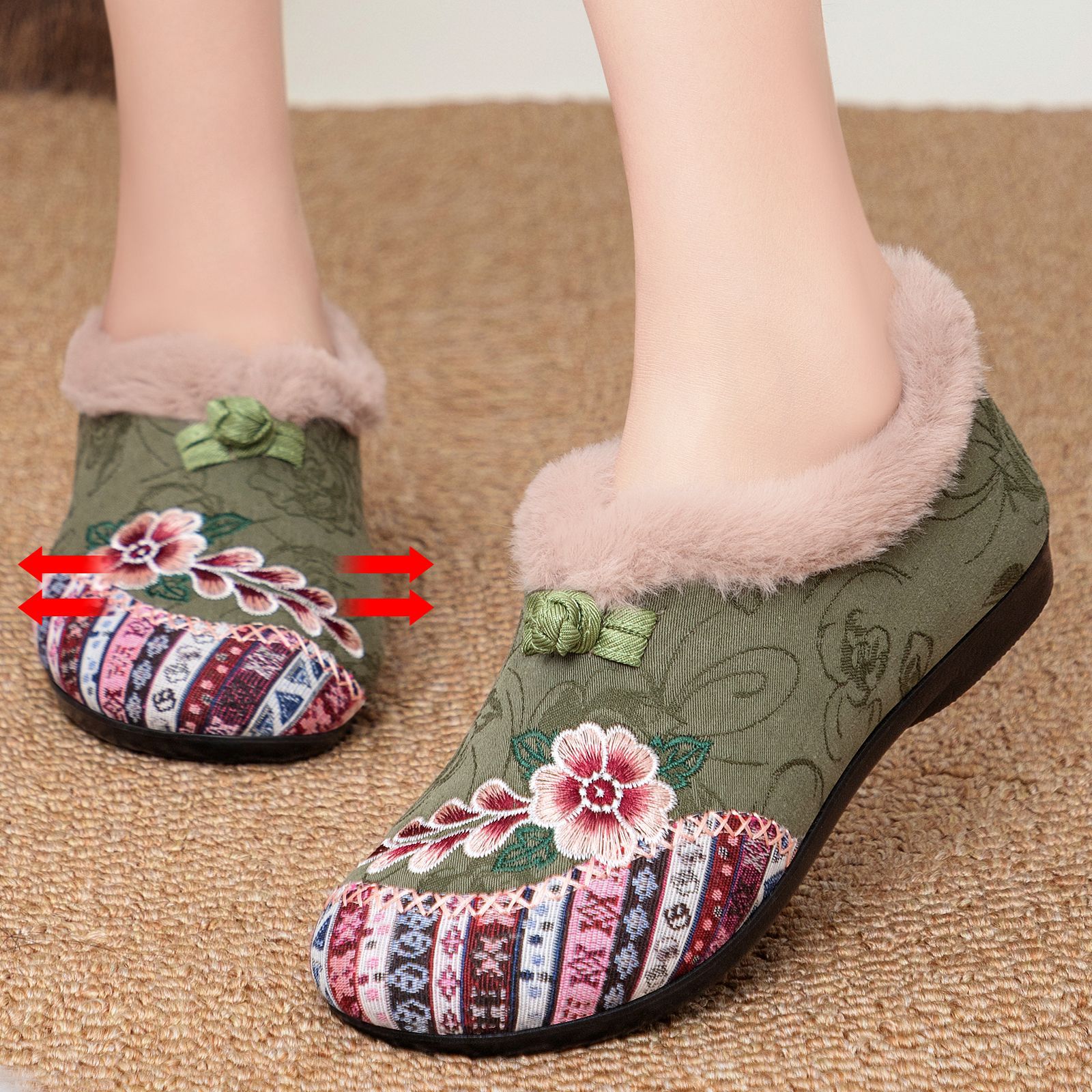 zapatos de algodón de mujer procesamiento personalizado botas de nieve nacionales más vello botas de algodón gruesas botas de mujer de tamaño grande botas de calentamiento a prueba de frío