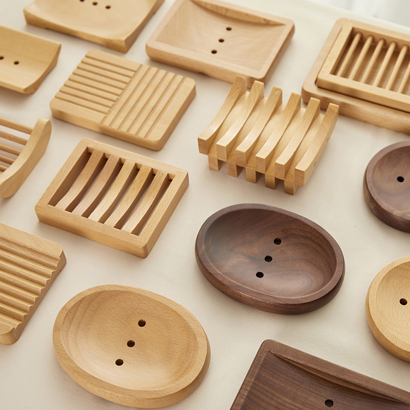 Caja de jabón de madera de madera de avele negro, caja de jabón, estante de jabón hecho a mano, drenaje japonés de doble capa de jabón de madera personalizado