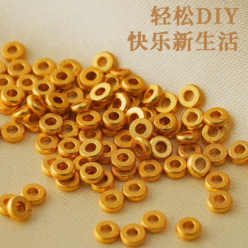 24K Gold-Plated Spacer Beads for Jewelry Making, Buddhist Prayer Beads, Material Accessories, Color-Preserving Brass Spacer Beads