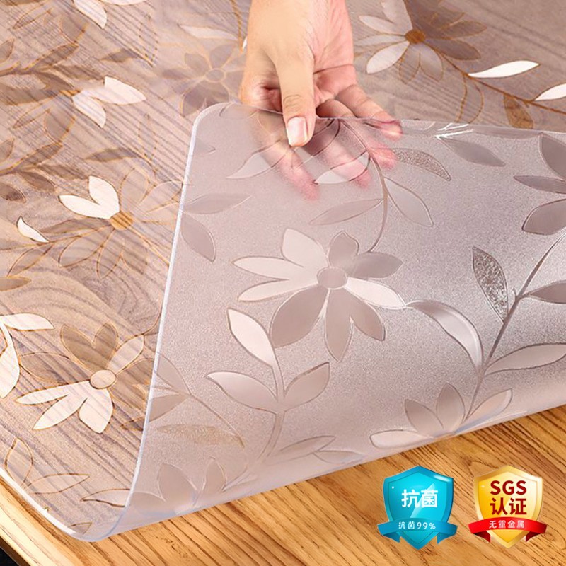 Pvc Transparent Tablecloth Waterproof and Oil-Proof Coffee Table Dining Table Mat Student Desk Stain-Resistant Desktop Protection Table Mat High-End