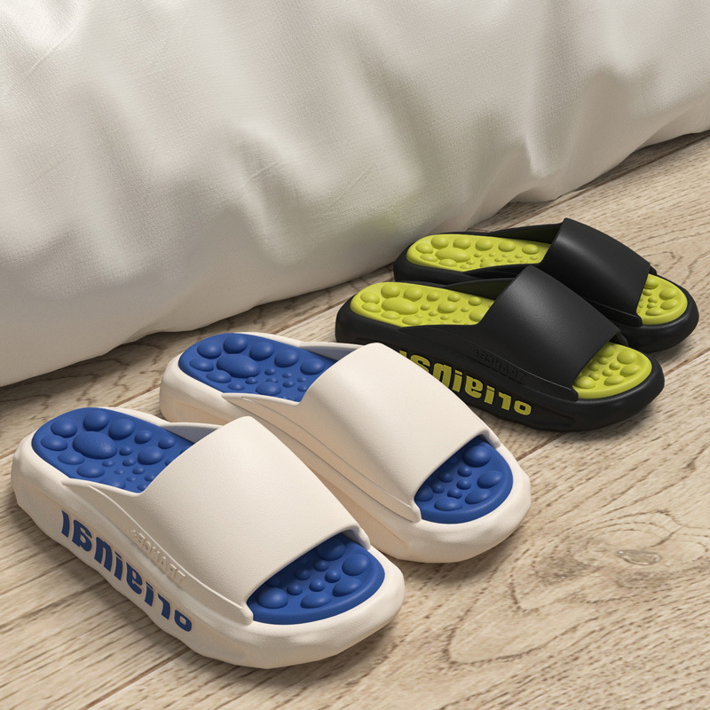 Zapatillas frías de verano para hombres al aire libre masaje de soleas de pies gruesas pisar la sensación de excremento resistente al desgaste traposas de playa