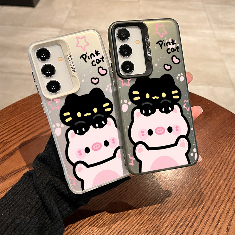 Suitable for Samsung S24 mobile phone case S23 super cute S22 pig cat A12 color silver Plus AliExpress can be used for hair