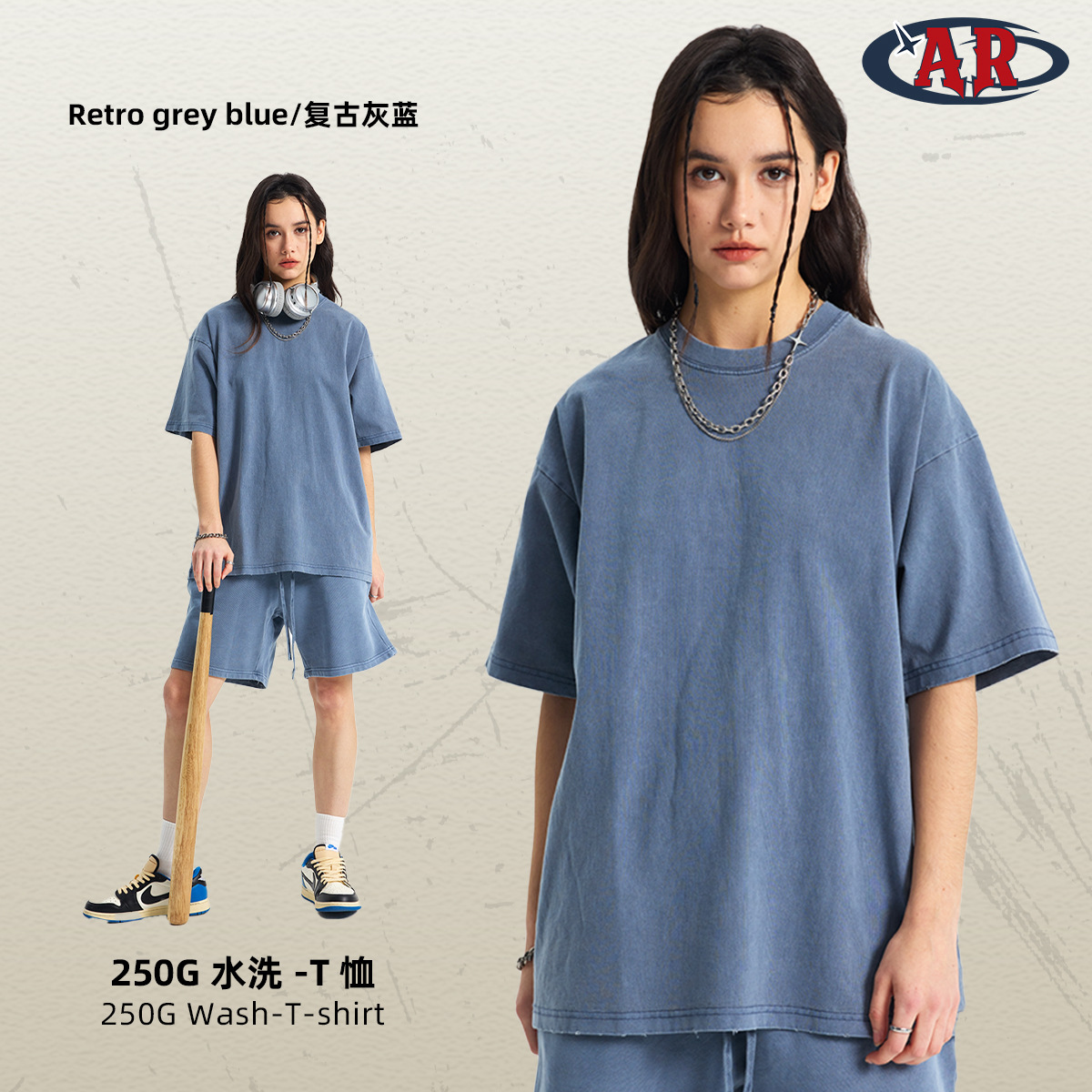 2025 camiseta de manga corta para hombre vintage desgastada estilo básico europeo y americano de algodón puro suelta con hombros caídos lavada venta directa de fábrica.