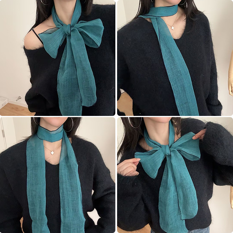 Sciarpa in seta e lino donna stile giapponese retro a quadri_voghion.com