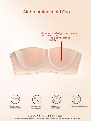 Strapless underwear for women, non-slip, summer, small breast, bandeau style, seamless back bra, thin bra set