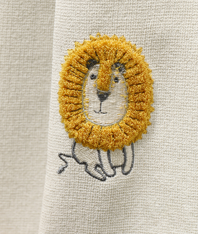 2025 新しい子供部屋カーテン男の子の寝室出窓シェニール刺繍遮光カーテン漫画ライオン|undefined