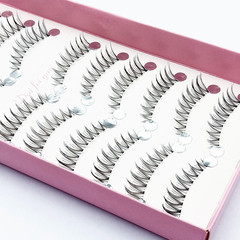 Dai Fei Yan M3 Sharp-Tip Style, 10 Pairs of S1 Soft False Eyelashes—Natural Cross Design, Perfect for Bridal Makeup, Transparent Base, Cuttable, and Available in S5 Segment Versions
