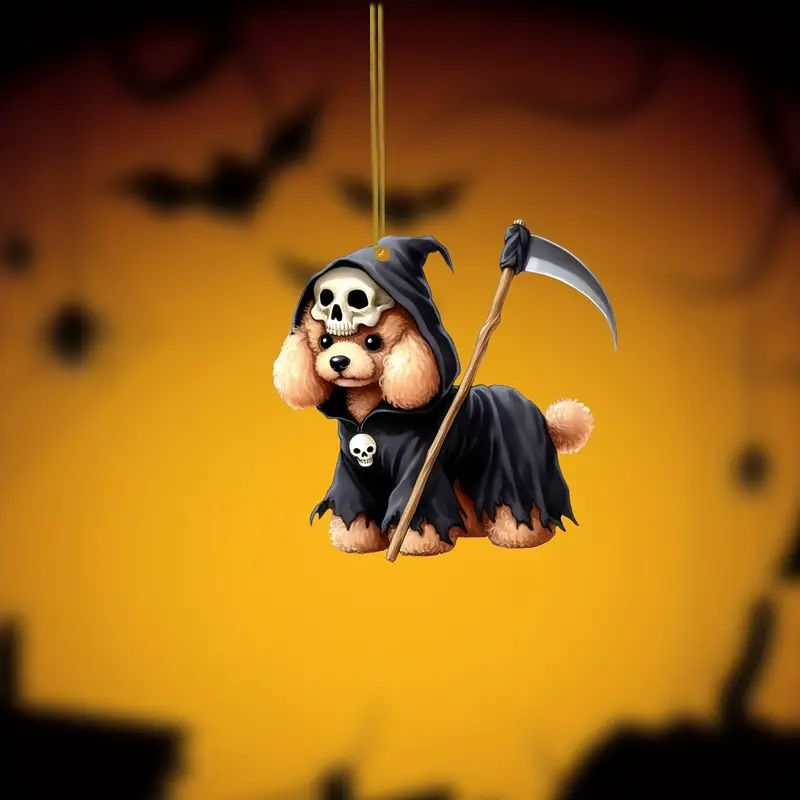 Halloween nuevo perro de la muerte navideño colgante acrílico plano transfronterizo colgante de automóvil colgante llavero colgante