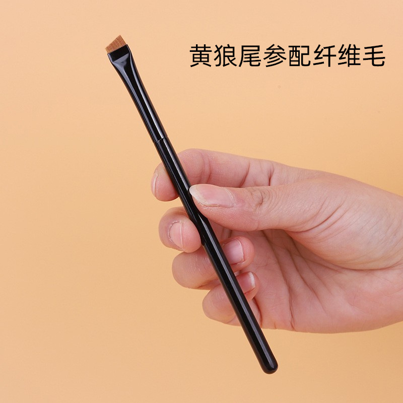 Hoja de pelo de cola de lobo amarillo cabeza plana cepillo delineador de ojos cepillo de cejas tamaño hoja mm grado sombra de ojos cepillo de maquillaje de pelo de animales cepillo