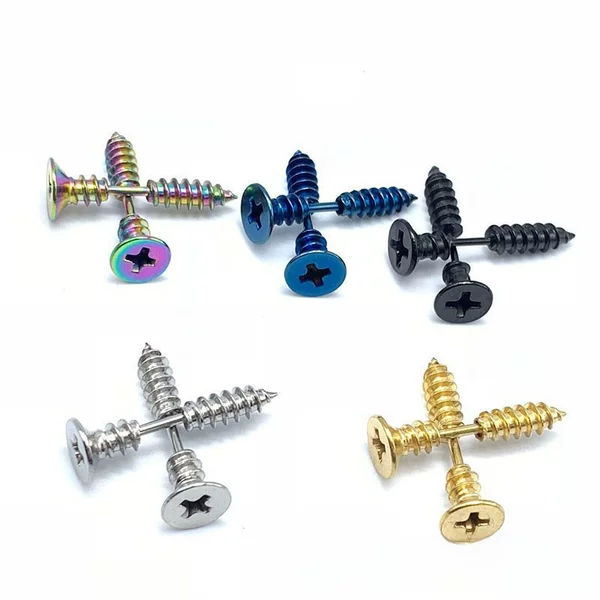 New fashion Korean version of titanium steel screw earrings fashion personality couple earrings