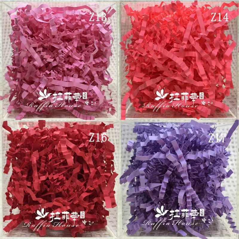 褶皱纸丝现货批发按公斤 彩色拉菲草波浪纸丝 礼物品盒水果填充物