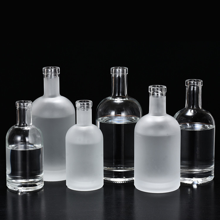 伏特加酒瓶500ml一斤装酒瓶透明磨砂玻璃酒瓶自酿空瓶红酒瓶带盖